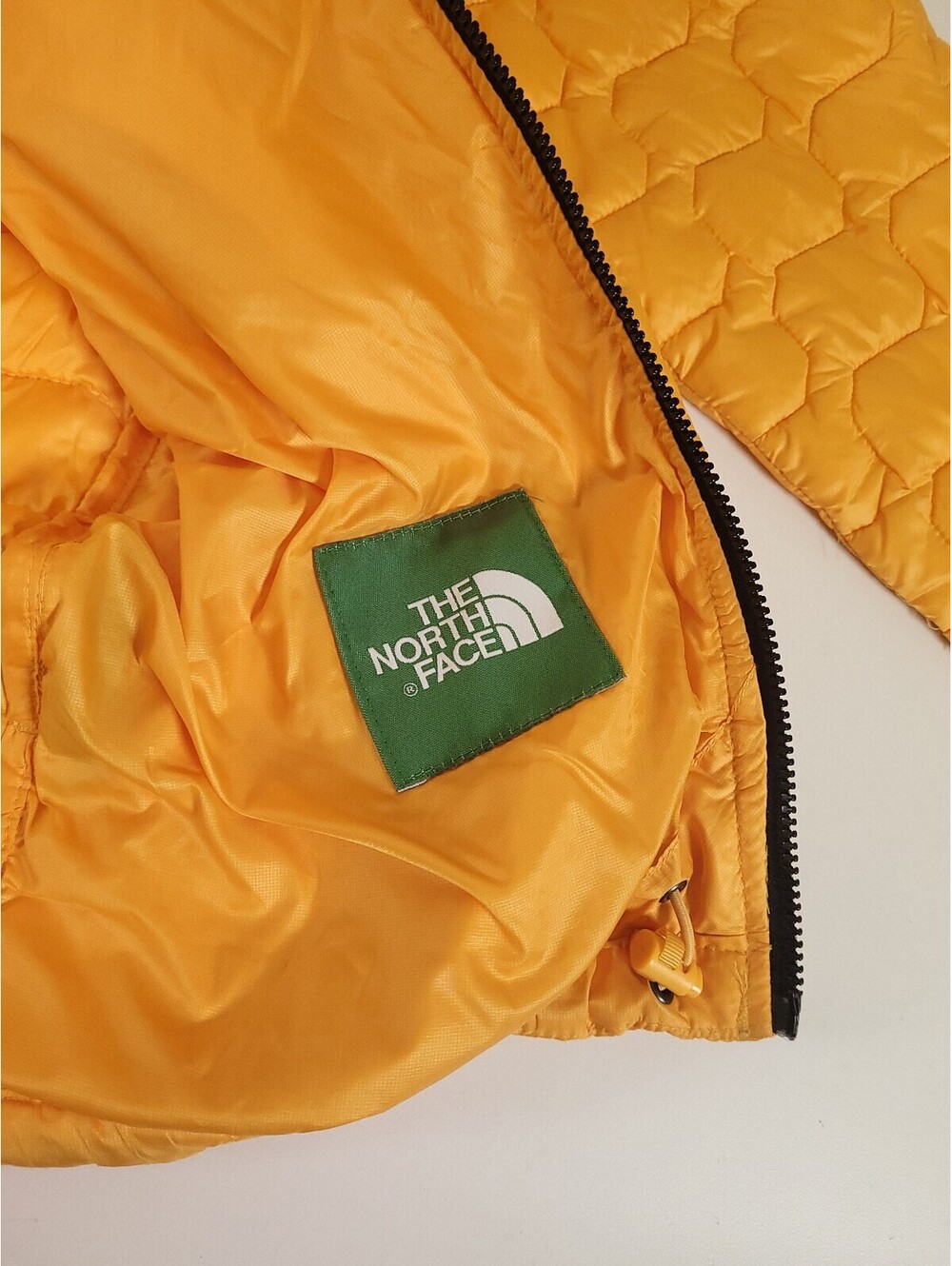 North face Thermoball puffer jacket mens small yellow hooded winter jacket - Picture 3 of 9
